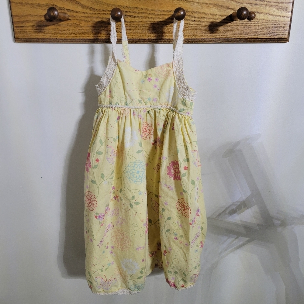 Baby Gap Floral & Crochet Yellow Dress, Size 3T
